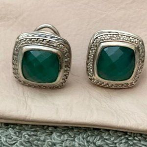 David Yurman Albion Green Onyx Diamond Earrings